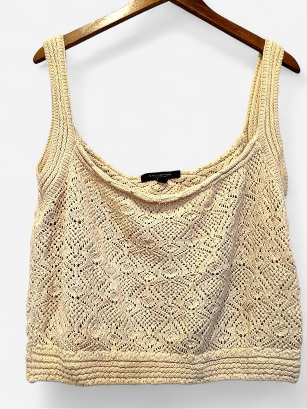 Marc New York Cream Crochet Knit Tank